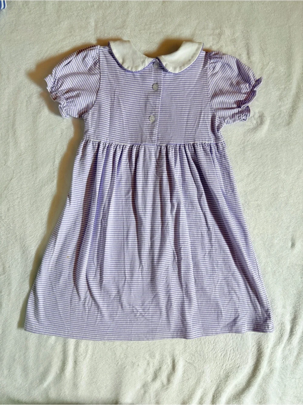 Jelly Benas Girls' Stripe Purple Peter Pan Collar knit Dress 7